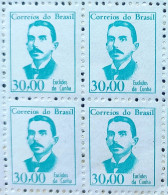 Brazil Regular Stamp RHM 520 Famous Figures Euclides Da Cunha Literature 1966 Block Of 4 - Neufs