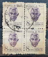 Brazil Regular Stamp RHM 519 Famous Figures Severino Neiva 1963 Block Of 4 Circulated 1 - Gebruikt