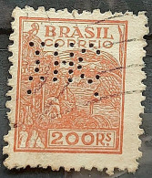 Perfins Brazil Regular Stamp RHM 357 Granddaughter Wheat Gastronomy Circulated 1941 13 - Used Stamps