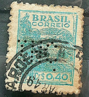 Perfins Brazil Regular Stamp RHM 483 Granddaughter Wheat Gastronomy Circulated 1946 - Gebruikt