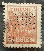 Perfins Brazil Regular Stamp RHM 357 Granddaughter Wheat Gastronomy Circulated 1941 16 - Oblitérés