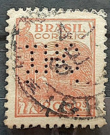 Perfins Brazil Regular Stamp RHM 357 Granddaughter Wheat Gastronomy Circulated 1941 9 - Gebruikt