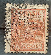 Perfins Brazil Regular Stamp RHM 357 Granddaughter Wheat Gastronomy Circulated 1941 4 - Oblitérés