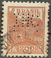 Perfins Brazil Regular Stamp RHM 357 Granddaughter Wheat Gastronomy Circulated 1941 5 - Used Stamps