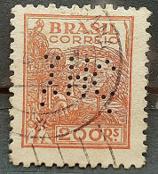 Perfins Brazil Regular Stamp RHM 357 Granddaughter Wheat Gastronomy Circulated 1941 6 - Oblitérés