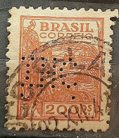 Perfins Brazil Regular Stamp RHM 357 Granddaughter Wheat Gastronomy Circulated 1941 1 - Used Stamps