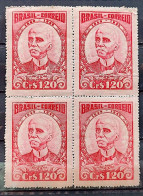 C 249 Brazil Stamp Centenario Rui Barbosa 1949 Block Of 4 - Neufs