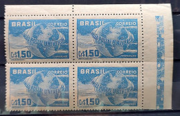 C 248 Brazil Stamp Uniao Postal Universal UPU Map Postal Service 1949 Block Of 4 - Neufs