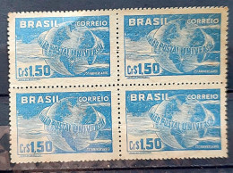 C 248 Brazil Stamp Uniao Postal Universal UPU Map Postal Service 1949 Block Of 4 1 - Unused Stamps