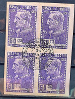 C 245 Brazil Stamp 4 Centenary Salvador Bahia Priest Manoel Da Nobrega Religion 1949 Block Of 4 CPD BA - Neufs