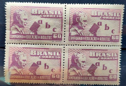 C 242 Brazil Stamp Adult Literacy Campaign Education 1949 Block Of 4 - Ungebraucht