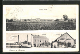 AK Moravany, Obchod Josef Vasura, Cukrovar, Radnice  - Czech Republic