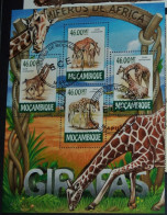 MOZAMBIQUE 2015, Giraffes, Animals, Fauna, Mi #7959-62, Miniature Sheet, Used - Girafes