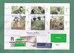 SINGAPORE - Registered Cover / Letter With 2023 BIRD PARADISE 6v Stamps - Birds, Parrots Kingfisher, Flamingos, Eagle - Other & Unclassified