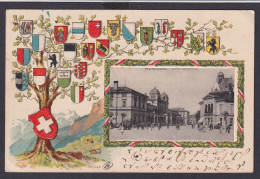 Schweiz Winterthur Tolle Wappen Prägekarte An Die Spinnerei Bei Ulm 21.9.1904 - Autres & Non Classés