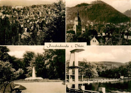 73909871 Friedrichroda Panorama Stadtansicht Parkfontaene Freibad Sprungturm - Friedrichroda