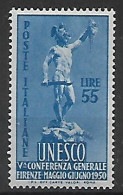 ITALIA 1950  CONFERENZA UNESCO   SASS. 619 MNH XF++++++++++++++++++++++ - 1946-60: Oblitérés