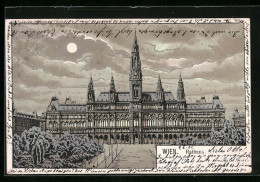 Lithographie Wien, Rathaus Bei Schneefall  - Autres & Non Classés