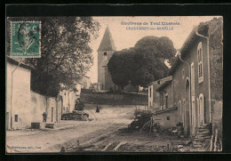 CPA Chaudeney-sur-Moselle, Vue De La Rue Avec L'Église  - Autres & Non Classés
