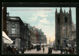 Pc Newcastle, Grainger Street West, Shewing St. John`s Church  - Newcastle-upon-Tyne