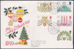 GB Great Britain 1980 Private FDC Christmas, Christianity, Celebration, Festival, Holiday, Bell, First Day Cover - Covers & Documents