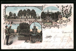 Lithographie Sülsdorf, Gasthof, Gartenpartie, Aussichtsturm  - Sonstige & Ohne Zuordnung