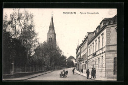 AK Marktredwitz, Admiral Scheerstrasse Mit Bank Und Kirche  - Marktredwitz