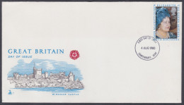 GB Great Britain 1980 Private FDC Queen Elizabeth, The Queen Mother, Royal, Royalty, Windsor Castle, First Day Cover - Brieven En Documenten