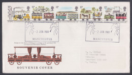 GB Great Britain 1980 Private FDC Liverpool & Manchester Railway, Duke Of Wellington, Rooster Chicken Train Trains Cover - Lettres & Documents