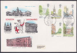 GB Great Britain 1980 Private FDC London Landmarks, Horse Guards, St. Paul's Cathedral, Hampton Court Architecture Cover - Brieven En Documenten