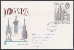 GB Great Britain 1980 Private FDC London Landmarks, The Albert Memorial, St. Martin In The Fields, Architecture, Cover - Brieven En Documenten