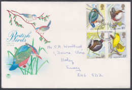 GB Great Britain 1980 Private FDC British Birds, Bird, Kingfisher, Moorhen, Duck, Yellow Wagtail, Dipper First Day Cover - Lettres & Documents