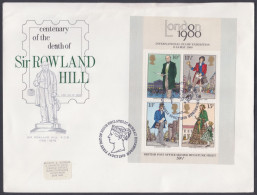 GB Great Britain 1979 Private FDC Sir Rowland Hill, Statue, Queen Victoria, Postal History, Sheet, First Day Cover - Lettres & Documents