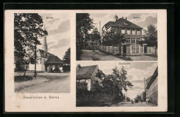 AK Neukirchen B. Borna, Dorfstrasse, Schule, Kirche  - Neukirch (Lausitz)
