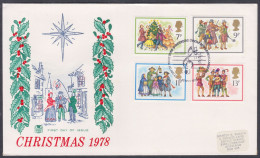 GB Great Britain 1978 Private FDC Christmas, Carols, Children, Family, Music, Singer, Singing, Violin, First Day Cover - Lettres & Documents