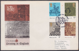 GB Great Britain 1978 Private FDC Printing In England, Print Press, Horse, Book, William Caxton, Literature, Cover - Covers & Documents