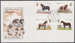 GB Great Britain 1978 Private FDC Horses, Shire Horse, Welsh Pony, Thoroughbred, Shetland Pony, First Day Cover - Brieven En Documenten