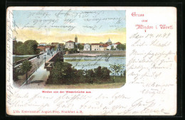 AK Minden I. Westf., Teilansicht Von Der Weserbrücke Aus  - Minden