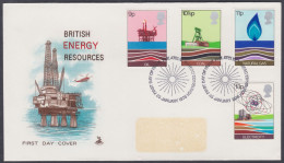GB Great Britain 1978 Private FDC British Energy Resources, Offshore Oil Well, Helicopter, Coal, Gas, Electricity, Cover - Brieven En Documenten