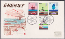 GB Great Britain 1978 Private FDC British Energy Resources, Offshore Oil Well, Helicopter, Coal, Gas, Electricity, Cover - Covers & Documents