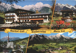 72257661 Maria Alm Steinernen Meer Gasthof Cafe Niederreiter Ortsansicht Mit Kir - Autres & Non Classés