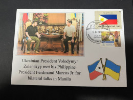 5-6-2024 (22) Ukraine President Zelensky Visit Philippines Meeting With President Marcos Jr (Philippines UN Flag Stamp) - Militaria