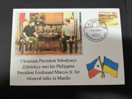 5-6-2024 (22) Ukraine President Zelensky Visit Philippines Meeting With President Marcos Jr (Philippines UN Flag Stamp) - Militaria