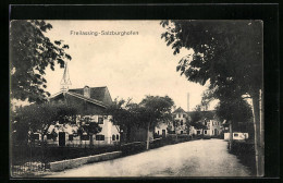 AK Freilassing-Salzburghofen, Strassenpartie Mit Kirche  - Freilassing