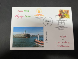 5-6-2024 (22) Paris Olympic Games 2024 - Torch Relay (Etape 24) In Les Sables D'Olonne (4-6-2024) With OZ Stamp - Summer 2024: Paris