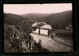 Fotografie Brück & Sohn Meissen, Ansicht Mittweida, Badeanstalt An Der Eisenbahnbrücke über Die Zschopau  - Lieux