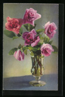 Künstler-AK Photochromie Nr. 4090: Rosen In Einer Vase  - Autres & Non Classés