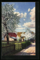 Künstler-AK Photochromie Nr. 4278: Landstrasse Mit Häusern Bei Baumblüte  - Other & Unclassified