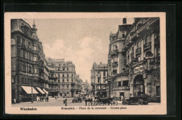 AK Wiesbaden, Kranzplatz Mit Palast Hotel  - Wiesbaden