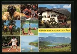 Cartolina Kaltern Am See, Pension Mathilde, Barleiterweg 1, Tennisspieler, Badesee  - Sonstige & Ohne Zuordnung